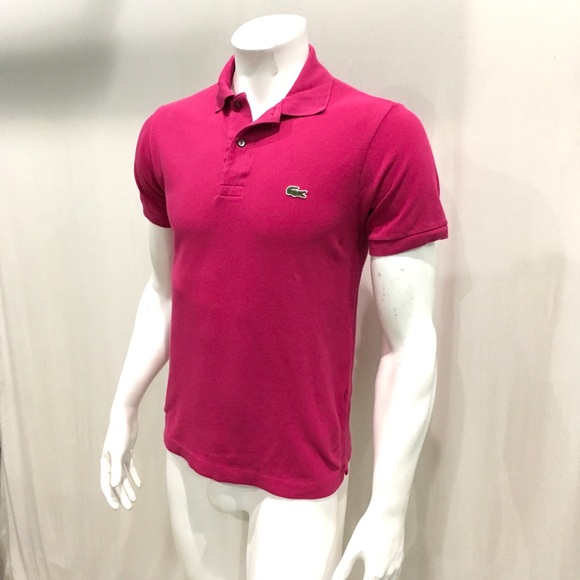 Lacoste Mens Hot Pink Polo Shirt 